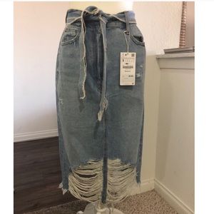 ZARA Distressed Denim skirt